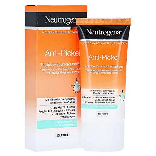 Neutrogena Anti-Pickel Gesichtscreme, Tägliche Feuchtigkeitspflege, mit Aloe Vera und Salicylsäure, ölfrei, 50ml
